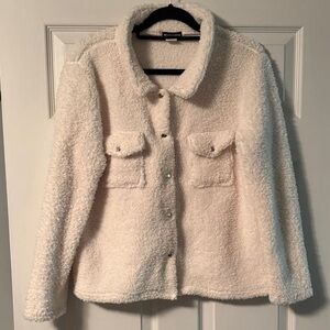 Cream Button Snap Teddy Jacket